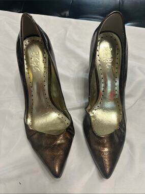 BCBG Metallic Bronze Pointed-Toe Stiletto Heels